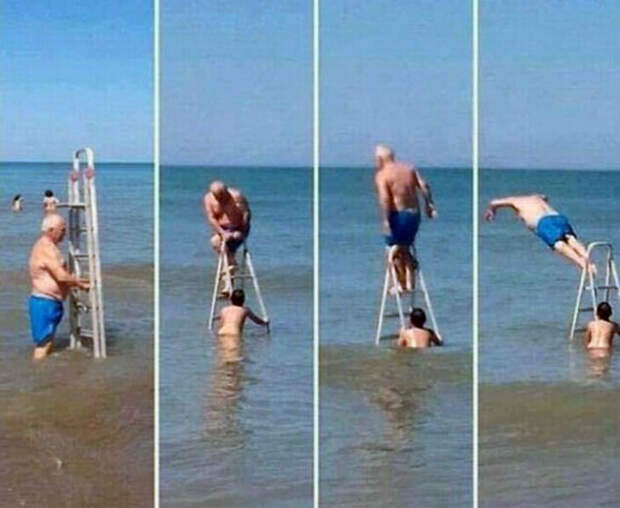 На пляж со своей вышкой.