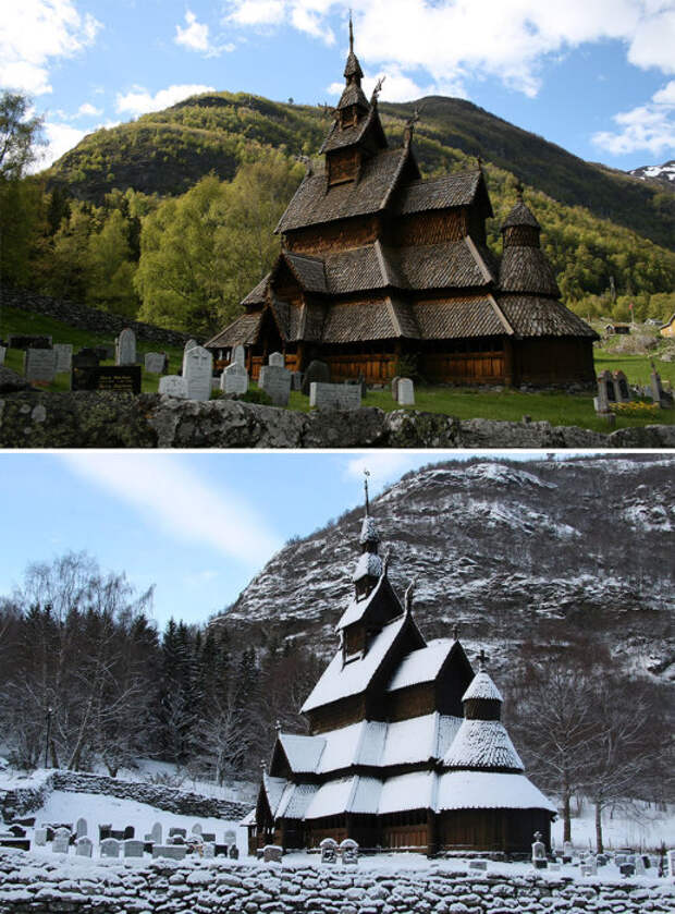 Каркасная церковь построенная из ясеня – дерева, которое в древнескандинавской мифологии почиталось священным.