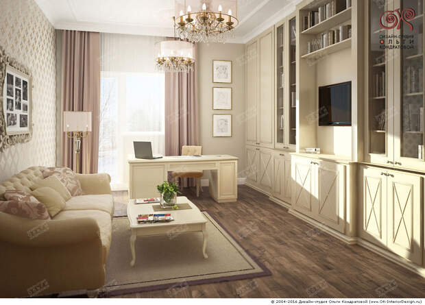 Дизайн кабинета в классической квартире