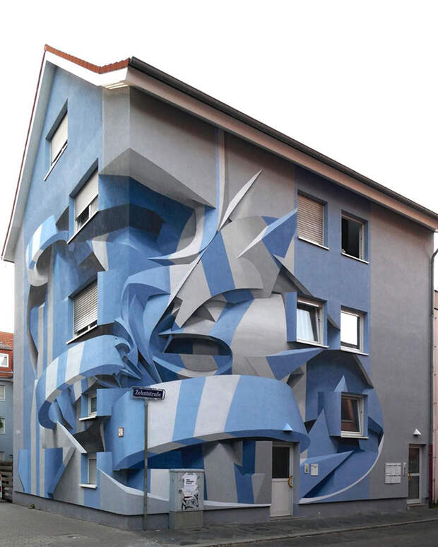 Граффити-художник ошеломляет прохожих своими 3D-рисунками на домах