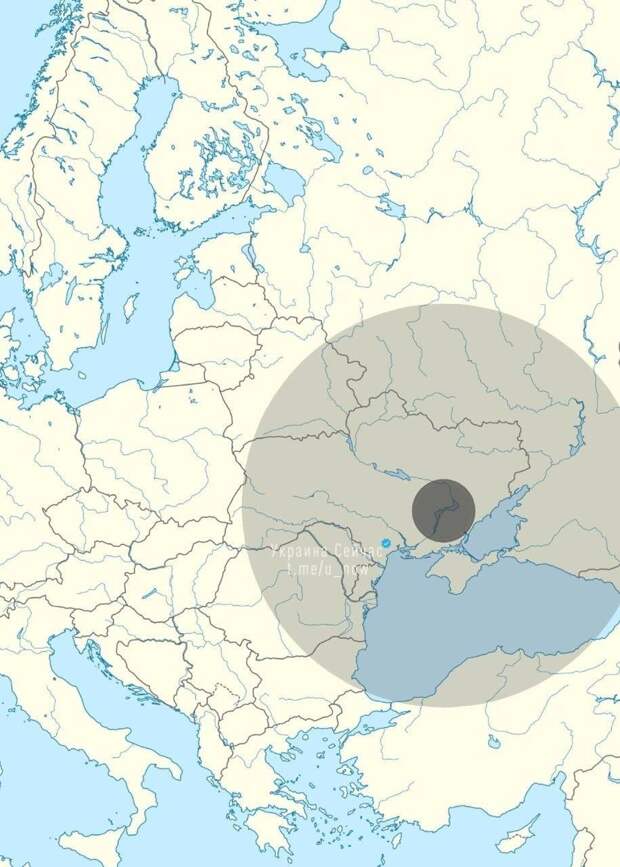 Примерно такой радиус радиационного загрязнения предсказывают специалисты, если ВСУ все-таки удастся взорвать Запорожскую АЭС.