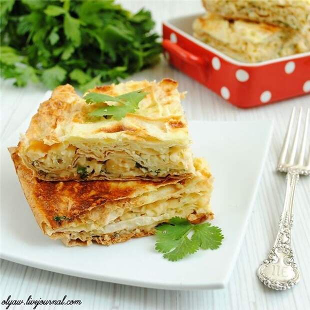 Пирог из лаваша с курицей и сыром