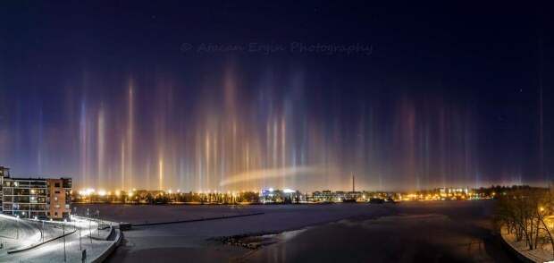 Light Pillars In Tampere, Finland