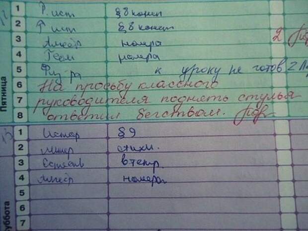 Перлы школьников и замечания из дневников (15 фото)