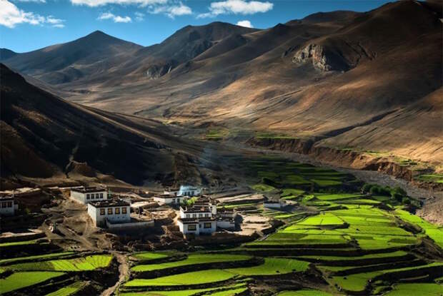 Village in the Himalayas, Tibet Village in the Himalayas, Tibet города мира, путешествия, романтика