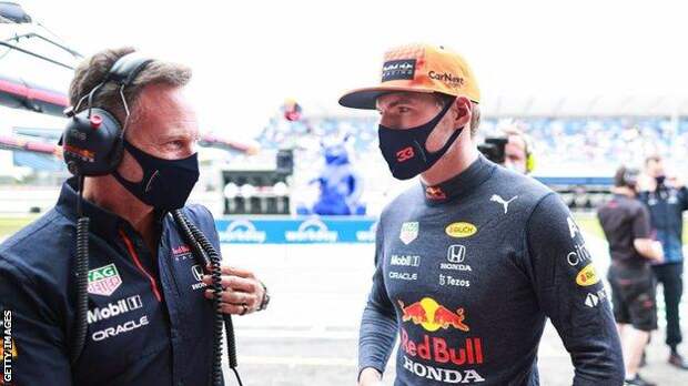 Christian Horner and Max Verstappen