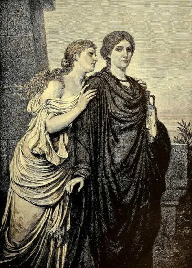 Антигона и Исмена, Эмиль Тешендорф, 1892 год. \ Фото: google.com.