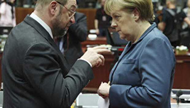 Канцлер Германии Ангела Меркель и Мартин Шульц. Февраль 2017 года