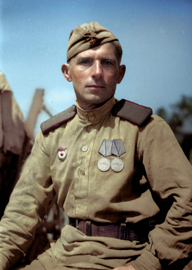 Портрет солдата из конного обоза военторга 59-й армии в Нижней Силезии.