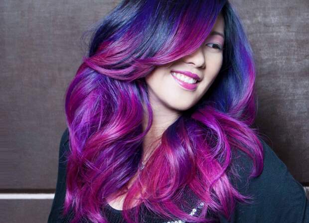 Модный фиолетовый цвет волос