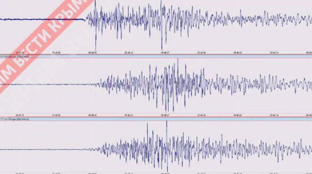 Кадры волновых форм землетрясения, которое произошло сегодня в Азовском море