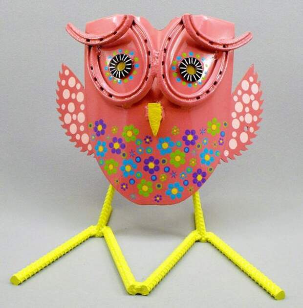Pretty in Pink Yard Art Metal Folk Art Owl by OurUniquePerspective, $65.00: 