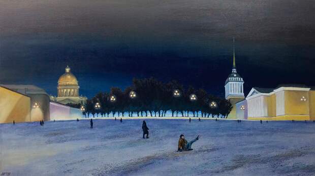 Зачем художник рисует падающих на гололеде петербуржцев?