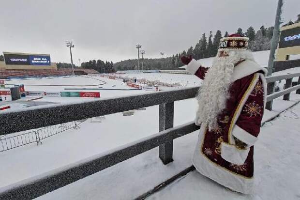 Спортивный Дед Мороз из Тамбовской области привез праздник на второй этап Кубка Содружества по биатлону