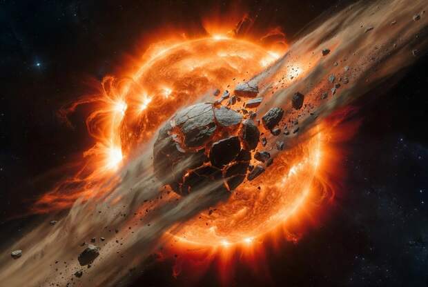 Ученые наблюдают поток частей разорванного Солнцем огромного астероида