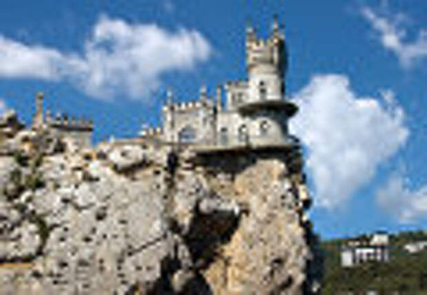 Замок &quot;Ласточкино гнездо&quot; на береговой скале в поселке Гаспра в Крыму