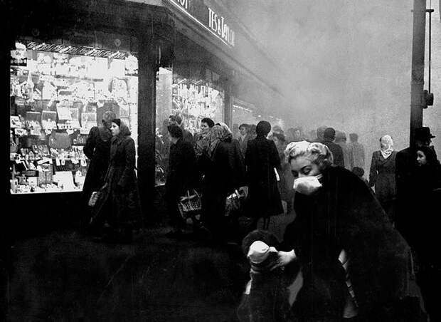 Туман, спустившийся на Лондон 5 декабря 1952, года убил 12 тысяч человек великобритания, лондон, трагедия, туман