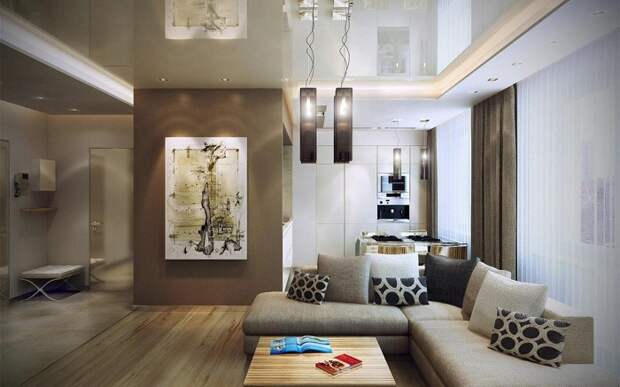 Крутые решения для интерьера гостиной в стильных коричневых оттенках, что порадуют глаз и впечатлят современными тенденциями.