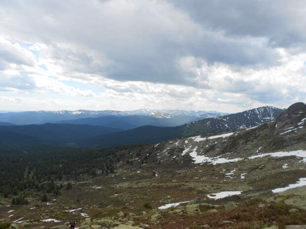 Вид с хребта Ергаки, горы, лето, природа, снег, снег летом