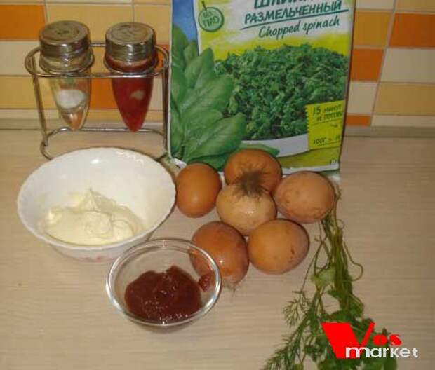 Ингредиенты для омлета со шпинатом