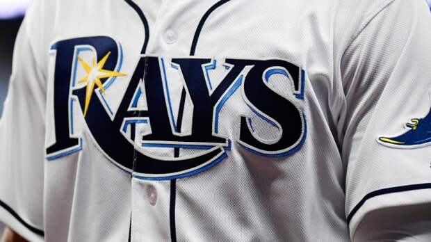 A Tampa Bay Rays logo on the front of a jersey.