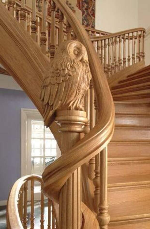 carved owl on staircase.: Wood Art, Carvings Owl, Waiata, Elegant ...