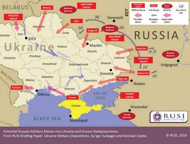 Россия может зайти с разных сторон, растянув Украинские войска, ДЛЯ войны с Россией хотя бы оборонительной, Украине нужно 3 млн человек, что Украина не может позволить Экономически.