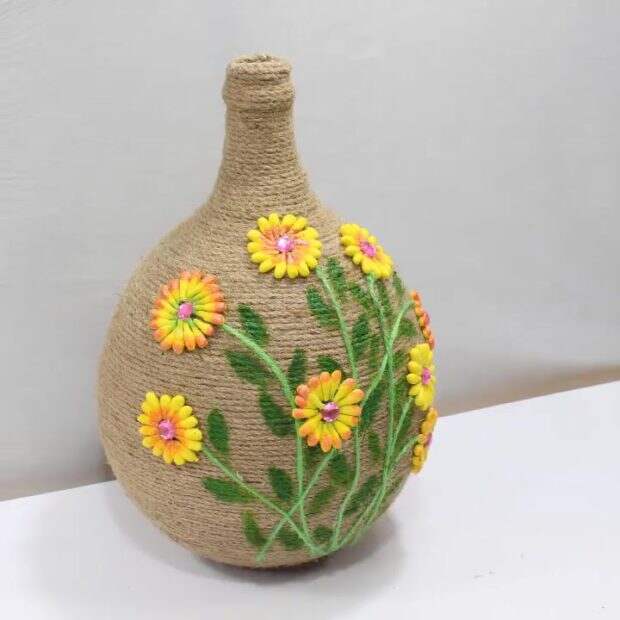 Комбинированная ваза с декором из шпагата 9