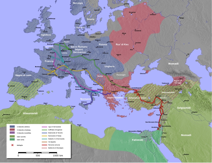 Продвижение армии Раймунда Тулузского. \ Фото: lij.wikipedia.org.