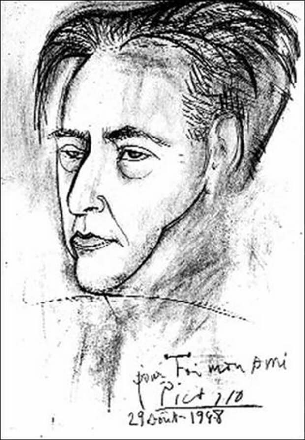Пабло Пикассо портрет И. Эренбурга, 1948 год Пабло Пикассо портрет И. Эренбурга, 1948 год