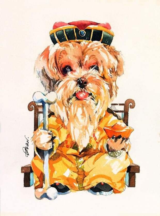 Акварельные рисунки собак от художника Draw An