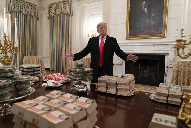 Trump with burgers meme template