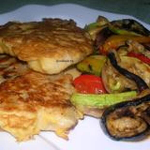 Бризоль из рыбы с овощами гриль в базиликовом соусе