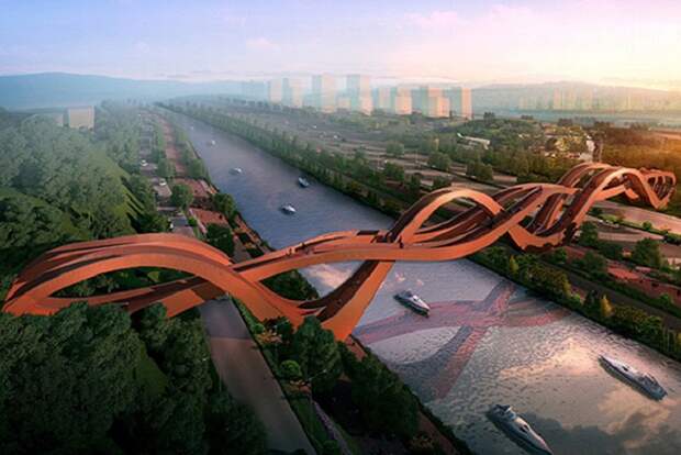 Пешеходный мост-аттракцион Lucky Knot в городе Чанша (Китай). | Фото: interior.ru.