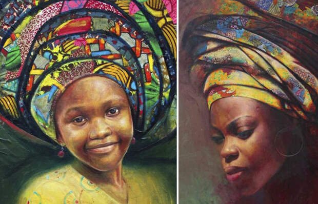 Колоритные портреты женщин Африки. Художник Clement Mmaduako Nwafor.
