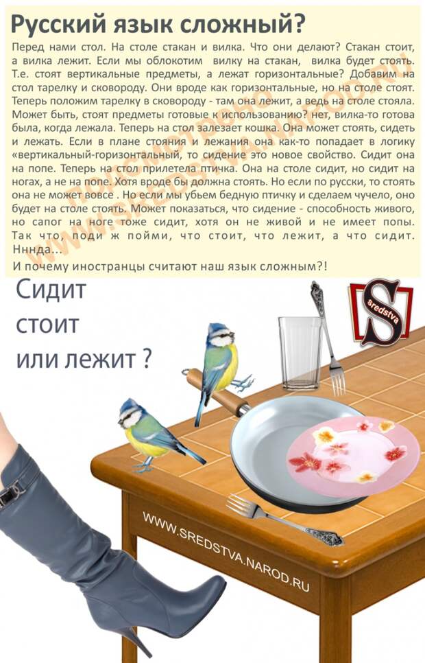 Русский язык стоит. Перед нами стол на столе стакан и вилка. Этот сложный русский язык перед нами стол. Сложный русский язык про тарелку. Сложности русского языка тарелка на столе.