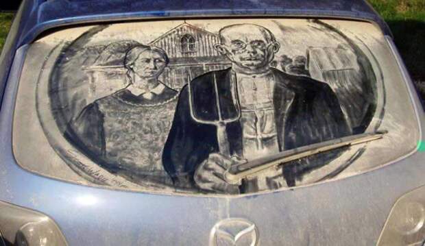 Искусство на грязных автомобилях