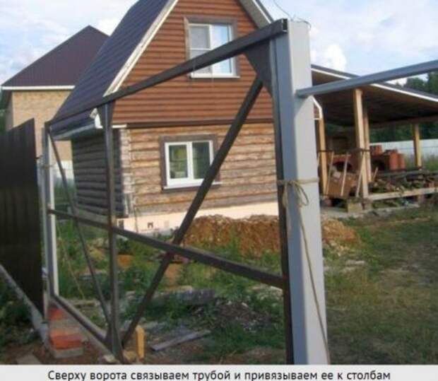 Как сделать распашные ворота из профлиста своими руками