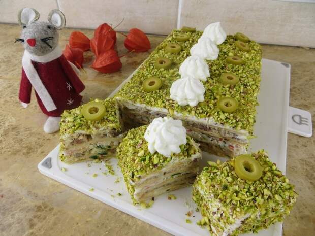 Закусочный торт / Морской Наполеон Кулинария, Еда, Закуска, Рецепт, Другая кухня, Праздничный стол, Вкусно, Видео, Длиннопост, Видео рецепт