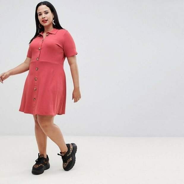 ASOS Curve Mini Dress With Horn Buttons