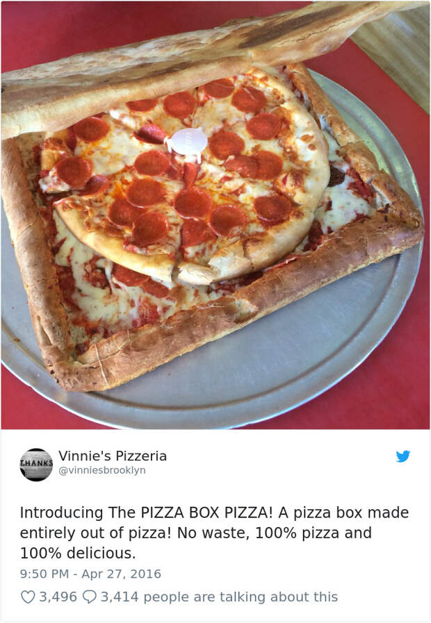Pizza Delivered In A Box Made Of Pizza