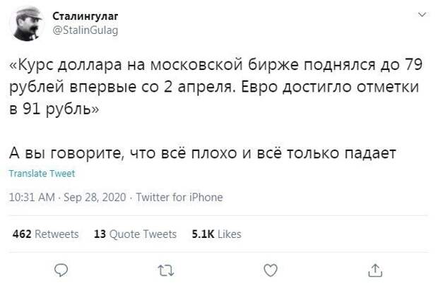 Пользователи социальных сетей пошутили про падение рубля и курс доллара