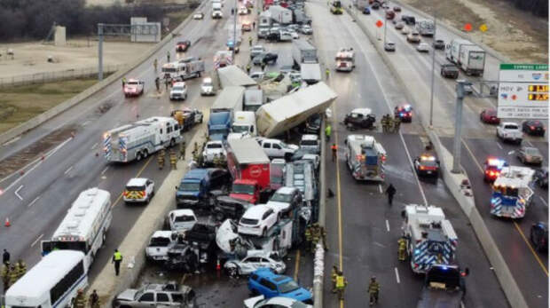В США возросло число жертв массового ДТП, в котором столкнулось более 130 машин