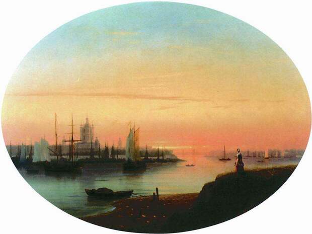 Смольный монастырь. Закат солнца. 1847 - Айвазовский Иван Константинович
