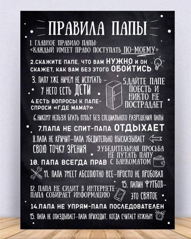 Папины правила Папины правила Папа рулит, лучше не спорить, правила жизни