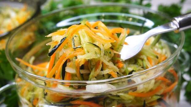 Кабачки с морковью по-корейски быстрого приготовления Салат, Закуска, Рецепт, Видео рецепт, Видео, Еда