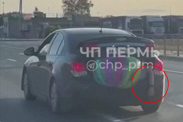 В Перми сняли на видео автомобиль с рукой с часами в багажнике