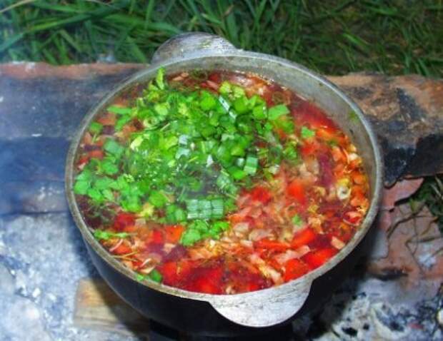 Борщ на костре. Вегетарианский. еда, рецепт, кулинария, борщ, вегетарианство, длиннопост