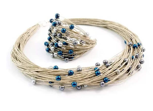 Ну и дела, вот такая красота получилась с бечёвки и несколько бусин… Не думала, что это так просто!