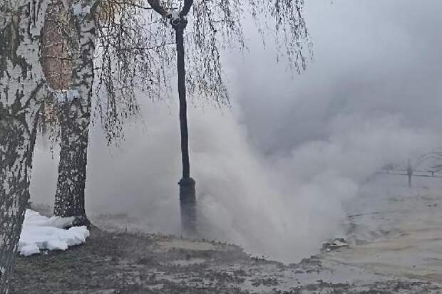 В районе ЛДС "Кристалл" в Тамбове из-под земли бьёт фонтан кипятка